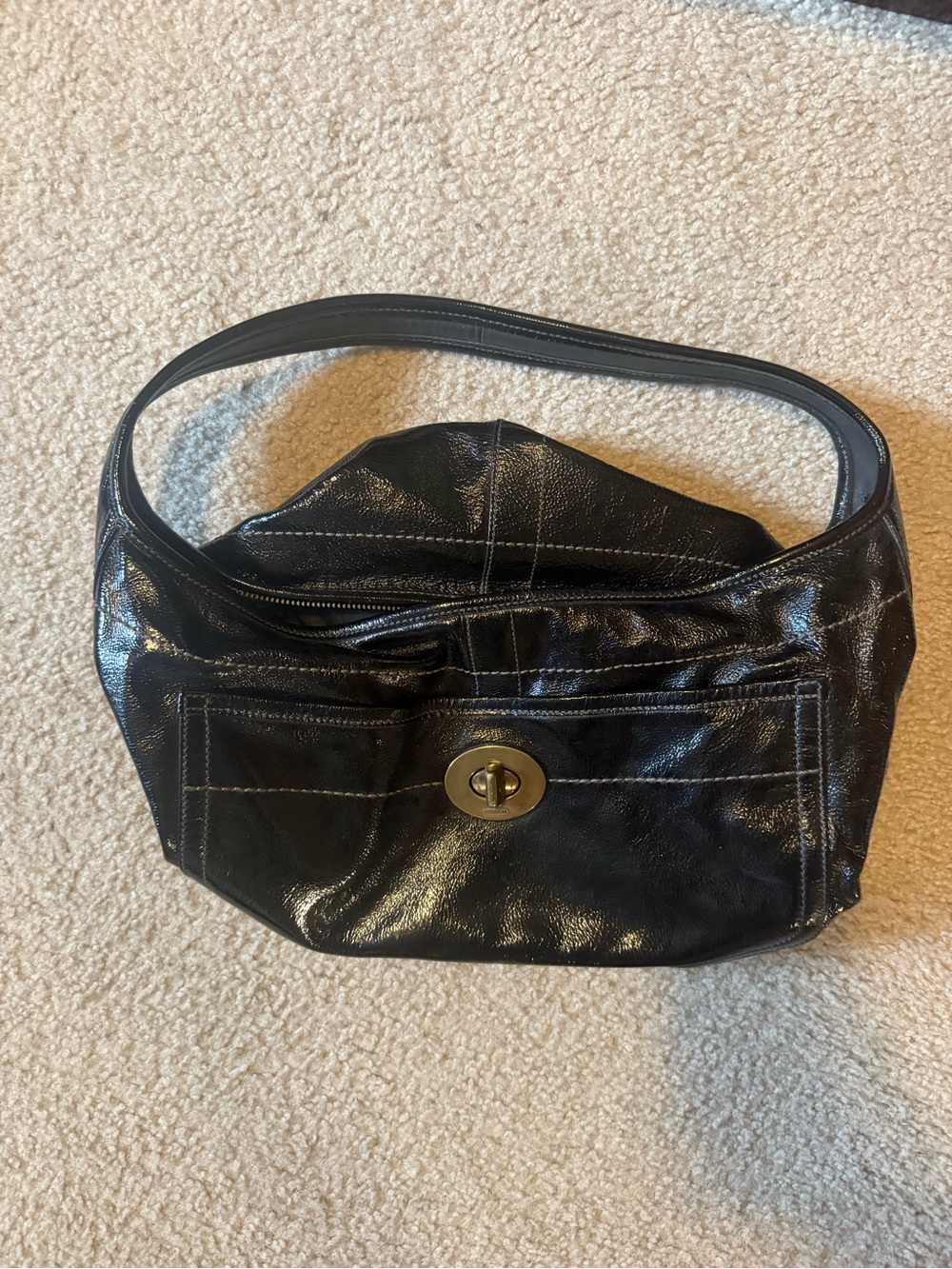 Black Coach Purse with Coach Wallet in packaging